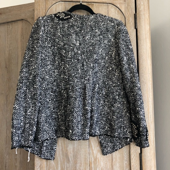 Zara Knit tweed frayed embellished blazer - Picture 2 of 5